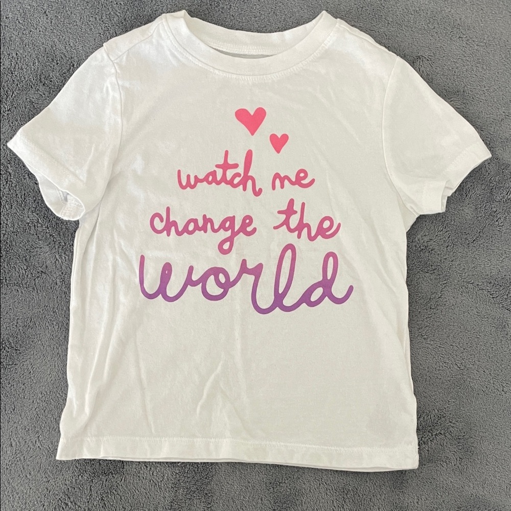 Kids White T-Shirt with Pink and Purple Print